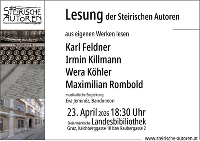 Einladung zur Lesung der Steirischen Autoren am 23.4.2026