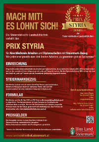 Einladung zur Preisverleihung des 9. Prix Styria der Steiermärkischen Landesbibliothek.