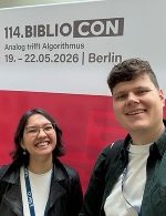 Abigail Kleedorfer und Patrick Novak bei der BiblioCon in Berlin.