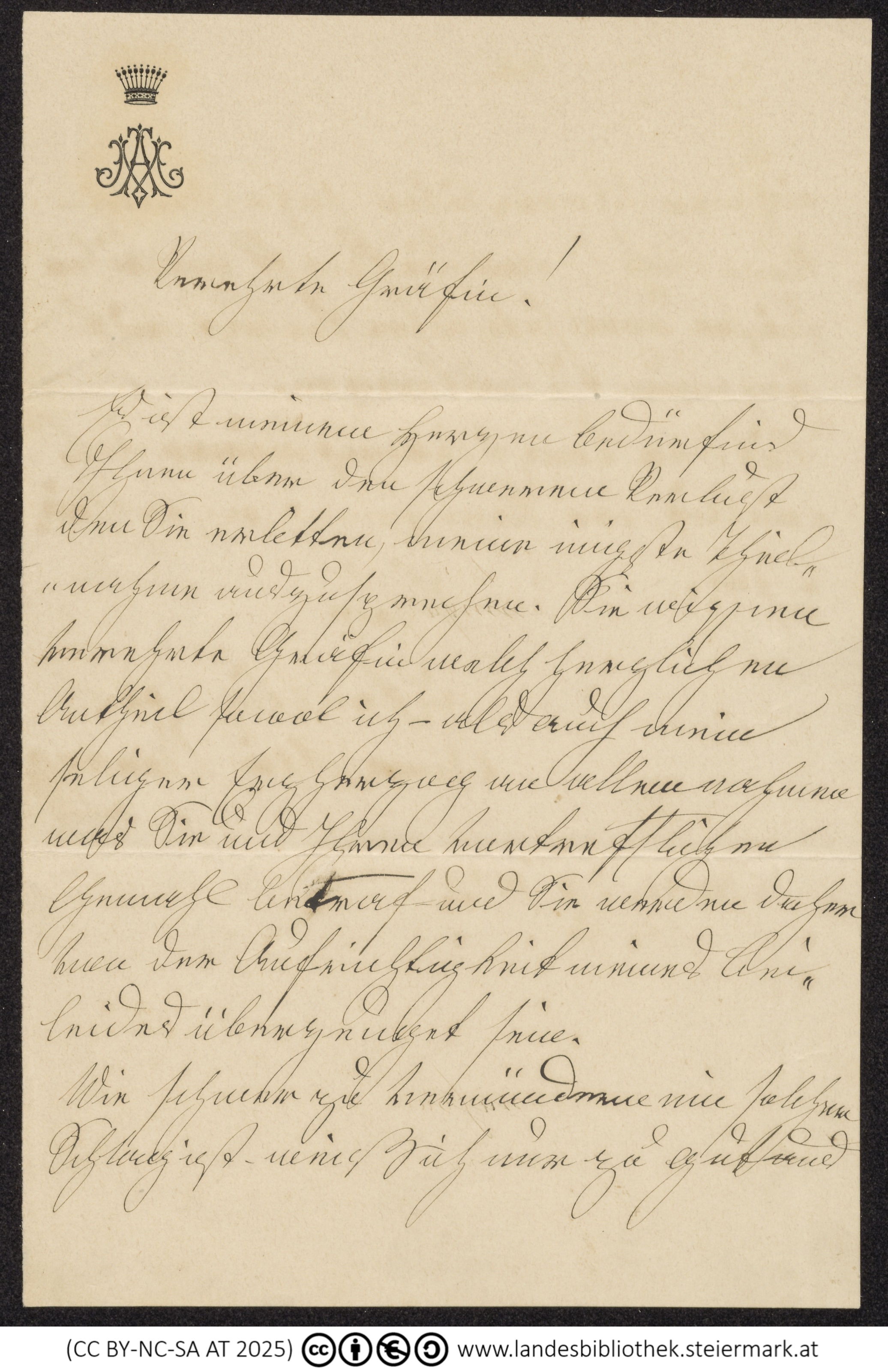 Brief von Anna Gräfin Meran © LB